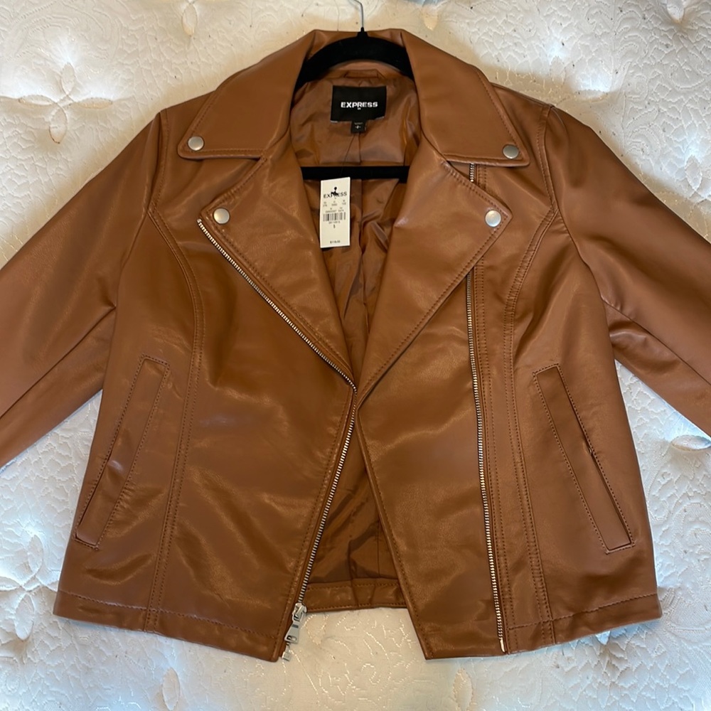 Express faux leather brown jacket